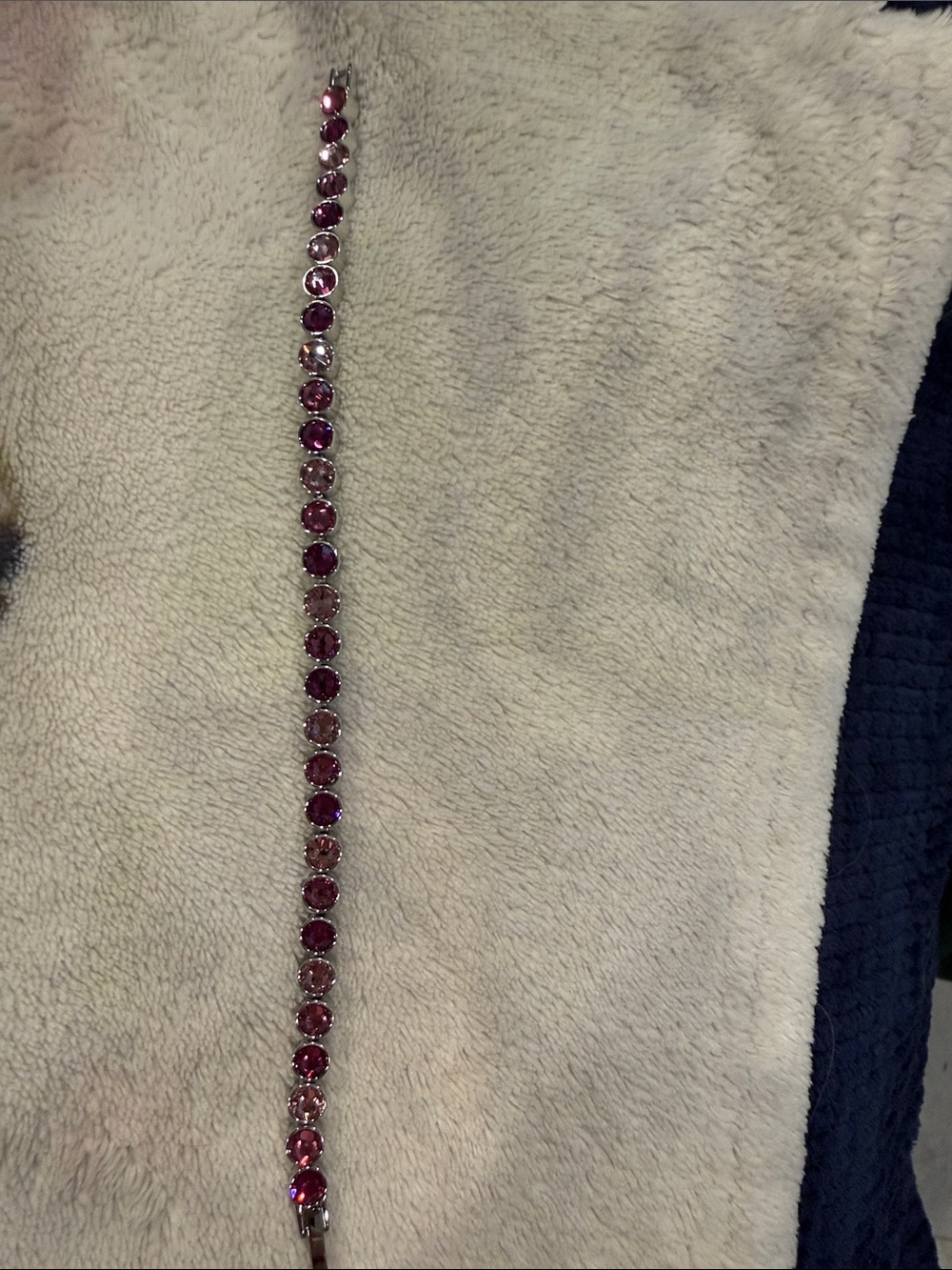 Touchstone Crystal Mini Pink and Rose-Tone Crystal Tennis Bracelet
